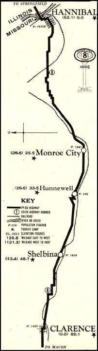 Eastern section:  Hannibal to Clarence